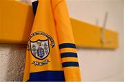 15 June 2021; The Clare crest is seen during a Clare hurling squad portraits session at Cusack Park in Ennis, Clare. Photo by Eóin Noonan/Sportsfile