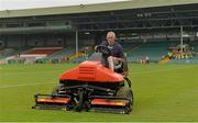 14 July 2013; Groundsman Nick Grene cuts the grass before the game. Electric Ireland Munster GAA Hurling Minor Championship Final, Waterford v Limerick, Gaelic Grounds, Limerick. Picture credit: Diarmuid Greene / SPORTSFILE