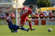 14 July 2013; Seamus Conneely, Sligo Rovers, in action against Stephen Maher, St. Patrick’s Athletic. Airtricity League Premier Division, Sligo Rovers v St. Patrick’s Athletic, The Showgrounds, Sligo. Picture credit: Oliver McVeigh / SPORTSFILE