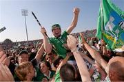 14 July 2013; Limerick's Shane Dowling celebrates with supporters after the game. Munster GAA Hurling Senior Championship Final, Limerick v Cork, Gaelic Grounds, Limerick. Picture credit: Ray McManus / SPORTSFILE