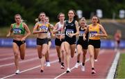 25 June 2021; Athletes, from left, Carla Sweeney of Rathfarnham WSAF AC, Dublin, Ellie Hartnett of U.C.D. AC, Dublin, Roisin Flanagan of Carmen Runners AC, Tyrone, and Sarah Healy of U.C.D. AC, competing in the Women's 1500m during day one of the Irish Life Health National Senior Championships at Morton Stadium in Santry, Dublin. Photo by Sam Barnes/Sportsfile