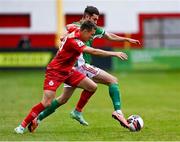 25 June 2021; Gordan Walker of Cork City in action against Dayle Rooney of Shelbourne during the SSE Airtricity League First Division match between Shelbourne and Cork City at Tolka Park in Dublin. Photo by Piaras Ó Mídheach/Sportsfile