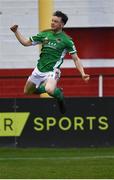 25 June 2021; Cian Murphy of Cork City celebrates scoring his side's first goal during the SSE Airtricity League First Division match between Shelbourne and Cork City at Tolka Park in Dublin. Photo by Piaras Ó Mídheach/Sportsfile