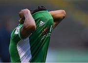 25 June 2021; Uniss Kargbo of Cork City leaves the pitch after his side's defeat in the SSE Airtricity League First Division match between Shelbourne and Cork City at Tolka Park in Dublin. Photo by Piaras Ó Mídheach/Sportsfile