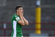 25 June 2021; Darragh Crowley of Cork City reacts after a missed chance during the SSE Airtricity League First Division match between Shelbourne and Cork City at Tolka Park in Dublin. Photo by Piaras Ó Mídheach/Sportsfile