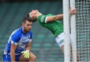 26 June 2021; Danny Neville of Limerick reacts after a missed goal chance as Waterford goalkeeper Paudie Hunt looks on during the Munster GAA Football Senior Championship Quarter-Final match between Limerick and Waterford at LIT Gaelic Grounds in Limerick. Photo by Piaras Ó Mídheach/Sportsfile