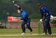 27 June 2021; Josh Little of Leinster Lightning bowls during the Cricket Ireland InterProvincial Trophy 2021 match between North West Warriors and Leinster Lightning at Bready Cricket Club in Magheramason, Tyrone. Photo by Harry Murphy/Sportsfile