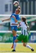 27 June 2021; Emma Barrett of Peamount United in action against Molly Crowe of Bray Wanderers during the EA SPORTS Women's National U19 League match between Bray Wanderers and Peamount United at Carlisle Grounds in Bray, Wicklow. Photo by Michael P Ryan/Sportsfile