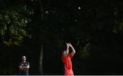 30 June 2021; Jack Carty of Munster Reds catches out Luke Georgeson during the Cricket Ireland InterProvincial Cup 2021 match between Northern Knights and Munster Reds at Bready Cricket Club in Stormont in Belfast. Photo by David Fitzgerald/Sportsfile