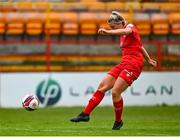 3 July 2021; Saoirse Noonan of Shelbourne shoots to score her side's second goal during the SSE Airtricity Women's National League match between Shelbourne and Peamount United at Tolka Park in Dublin. Photo by Eóin Noonan/Sportsfile