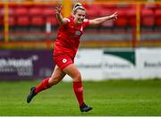 3 July 2021; Saoirse Noonan of Shelbourne celebrates after scoring her side's second goal during the SSE Airtricity Women's National League match between Shelbourne and Peamount United at Tolka Park in Dublin. Photo by Eóin Noonan/Sportsfile