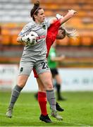 3 July 2021; Niamh Reid-Burke of Peamount United with Saoirse Noonan of Shelbourne during the SSE Airtricity Women's National League match between Shelbourne and Peamount United at Tolka Park in Dublin. Photo by Eóin Noonan/Sportsfile