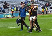 3 July 2021; Tommy Walsh of Kilkenny is helped off the pitch by Kilkenny team doctor Tadhg Crowley, left, and Kilkenny strength and conditioning coach Michael Comerford after the Leinster GAA Hurling Senior Championship Semi-Final match between Kilkenny and Wexford at Croke Park in Dublin. Photo by Piaras Ó Mídheach/Sportsfile