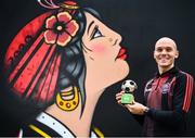 6 July 2021; Georgie Kelly of Bohemians with the SSE Airtricity / SWI Player of the Month Award for May 2021 at Bohemians FC in Dublin. Photo by David Fitzgerald/Sportsfile