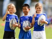 7 July 2021; Eungi Cho, centre, with Senan Jones and Tess Murphy during a Bank of Ireland Leinster Rugby Summer Camp at Boyne RFC in Drogheda, Louth. Photo by Matt Browne/Sportsfile