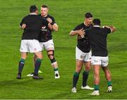 7 July 2021; Louis Rees-Zammit and Bundee Aki of the British and Irish Lions warm up before the 2021 British and Irish Lions tour match between Cell C Sharks and The British and Irish Lions at Emirates Airline Park in Johannesburg, South Africa. Photo by Sydney Seshibedi/Sportsfile