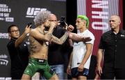 9 July 2021; Opponents Sean O'Malley and Kris Moutinho, right, face off during UFC 264 weigh-ins at the T-Mobile Arena in Las Vegas, Nevada, USA. Photo by Thomas King/Sportsfile