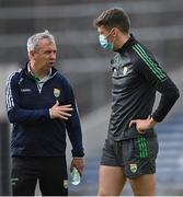 10 July 2021; Kerry manager Peter Keane speaks with David Clifford before the Munster GAA Football Senior Championship Semi-Final match between Tipperary and Kerry at Semple Stadium in Thurles, Tipperary. Photo by Piaras Ó Mídheach/Sportsfile