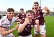 10 July 2021; Galway players, from left, Keith Burke, Diarmuid Davoren and Daniel O'Flaherty celebrate after the 2020 Electric Ireland GAA Hurling All-Ireland Minor Championship Final match between Kilkenny and Galway at MW Hire O'Moore Park in Portlaoise, Laois. Photo by Matt Browne/Sportsfile