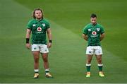 10 July 2021; Finlay Bealham, left, and Caolin Blade of Ireland before the International Rugby Friendly match between Ireland and USA at the Aviva Stadium in Dublin. Photo by Ramsey Cardy/Sportsfile