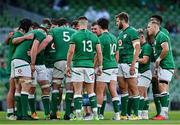 10 July 2021; Ireland captain James Ryan (5) speaks to his team-mates during the International Rugby Friendly match between Ireland and USA at the Aviva Stadium in Dublin. Photo by Brendan Moran/Sportsfile