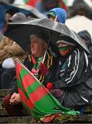 11 July 2021; Mayo supporters Paul and Balinda Lynskey, from Foxwood, during the Connacht GAA Senior Football Championship Semi-Final match between Leitrim and Mayo at Elverys MacHale Park in Castlebar, Mayo. Photo by Harry Murphy/Sportsfile