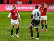 10 July 2021; Elliot Daly of British and Irish Lions shakes hands with Thembelani Bholi of Cell C Sharks after the British and Irish Lions Tour match between Cell C Sharks and The British and Irish Lions at Loftus Versfeld Stadium in Pretoria, South Africa. Photo by Sydney Seshibedi/Sportsfile