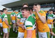 13 July 2021; Offaly players Joe Ryan, centre, Dara Maher, left, and Adam Fitzgerald after the Leinster U20 Hurling Championship Quarter-Final match between Offaly and Kildare at O'Connor Park in Tullamore, Offaly. Photo by Matt Browne/Sportsfile