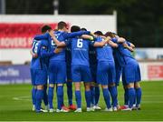 15 July 2021; FH Hafnarfjordur huddle players huddle before the UEFA Europa Conference League First Qualifying Second Leg match between Sligo Rovers and FH Hafnarfjordur at The Showgrounds in Sligo. Photo by Eóin Noonan/Sportsfile