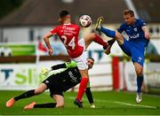15 July 2021; Johnny Kenny of Sligo Rovers in action against Petur Vidarsson of FH Hafnarfjordur during the UEFA Europa Conference League First Qualifying Second Leg match between Sligo Rovers and FH Hafnarfjordur at The Showgrounds in Sligo. Photo by Eóin Noonan/Sportsfile