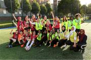 16 July 2021; Diverse City and  Le Pensionate players after the Womens final at the Football for UNITY Tournament at St. Laurence O’Toole Pitch at Mariners Port in Dublin.  Photo by Matt Browne/Sportsfile