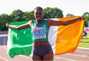 17 July 2021; Rhasidat Adeleke of Ireland after winning gold in the final of the women's 200 metres during day three of the European Athletics U20 Championships at the Kadriorg Stadium in Tallinn, Estonia. Photo by Marko Mumm/Sportsfile