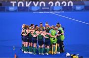 19 July 2021; The Ireland team gather for a team talk after a friendly match between Ireland and Argentina at the Oi Hockey Stadium ahead of the start of the 2020 Tokyo Summer Olympic Games in Tokyo, Japan. Photo by Brendan Moran/Sportsfile