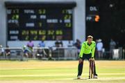 24 July 2021; Ben White of Ireland making his debut during the Men's T20 International match between Ireland and South Africa at Stormont in Belfast. Photo by David Fitzgerald/Sportsfile