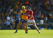 23 July 2021; Jack O'Connor of Cork with Rory Hayes of Clare during the GAA Hurling All-Ireland Senior Championship Round 2 match between Clare and Cork at LIT Gaelic Grounds in Limerick. Photo by Eóin Noonan/Sportsfile