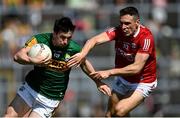 25 July 2021; Paul Murphy of Kerry in action against John O’ Rourke of Cork during the Munster GAA Football Senior Championship Final match between Kerry and Cork at Fitzgerald Stadium in Killarney, Kerry. Photo by Piaras Ó Mídheach/Sportsfile