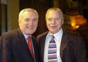 18 February 2004; An Taoiseach Bertie Ahern T.D. and Paidi O Se pictured at the launch of the Paidi O Se Football Weekend. The Burlington Hotel, Dublin. Picture credit; Brian Lawless / SPORTSFILE *EDI*