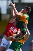 25 July 2021; David Moran of Kerry wins possession ahead of Brian Hurley of Cork during the Munster GAA Football Senior Championship Final match between Kerry and Cork at Fitzgerald Stadium in Killarney, Kerry. Photo by Piaras Ó Mídheach/Sportsfile