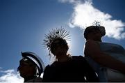 28 July 2021; Racegoers, from left, Niamh Duhan, Ailbhe Duhan and Aisling Spellman from Sarsfields, Galway on day three of the Galway Races Summer Festival at Ballybrit Racecourse in Galway. Photo by David Fitzgerald/Sportsfile