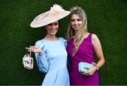 28 July 2021; Racegoers Catherine Furlong from Wexford, left, and Katrina Butler from Waterford during day three of the Galway Races Summer Festival at Ballybrit Racecourse in Galway. Photo by David Fitzgerald/Sportsfile