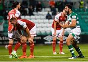 30 July 2021; Roberto Lopes of Shamrock Rovers celebrates after scoring his side's second goal during the SSE Airtricity League Premier Division match between Shamrock Rovers and St Patrick's Athletic at Tallaght Stadium in Dublin. Photo by Eóin Noonan/Sportsfile