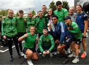 10 August 2021; Gold Medallist Kellie Harrington with members of the Ireland boxing team at Dublin Airport as Team Ireland's boxers return from the Tokyo 2020 Olympic Games. Photo by Seb Daly/Sportsfile