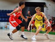 12 August 2021; Marti Obiols Puig of Andorra in action against Michael Charles Rodriguez of Gibraltar during the FIBA Men’s European Championship for Small Countries day three match between Andorra and Gibraltar at National Basketball Arena in Tallaght, Dublin. Photo by Eóin Noonan/Sportsfile