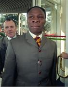 6 February 1995; WBO super middleweight champion Chris Eubank arrives for a press conference at the Jury's Hotel in Ballsbridge, Dublin ahead of his WBO super middleweight title fight against Steve Collins in Cork in March. Photo by David Maher/Sportsfile