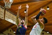 14 August 2021; Tevin Falzon of Malta in action against Alexis Bartolome of Andorra during the FIBA Men’s European Championship for Small Countries day four match between Malta and Andorra at National Basketball Arena in Tallaght, Dublin. Photo by Eóin Noonan/Sportsfile