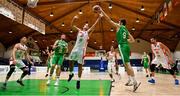 14 August 2021; Eoin Quigley of Ireland in action against Sam Buxton of Gibraltar during the FIBA Men’s European Championship for Small Countries day four match between Gibraltar and Ireland at National Basketball Arena in Tallaght, Dublin. Photo by Eóin Noonan/Sportsfile