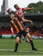 15 August 2021; Daniel Lafferty of Derry City in action against Raivis Jurkovskis of Dundalk during the SSE Airtricity League Premier Division match between Derry City and Dundalk at Ryan McBride Brandywell Stadium in Derry. Photo by Ben McShane/Sportsfile