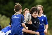 17 August 2021; Cooper Murray, age 8, in action during the Bank of Ireland Leinster Rugby Summer Camp at Dundalk RFC in Dundalk. Photo by Matt Browne/Sportsfile