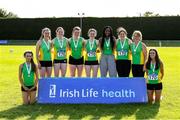 22 August 2021; Members of the Meath County team that came second in the Women's competition after day two of the Irish Life Health Youth Combined Events and Masters Combined Events at Tullamore Harriers Stadium in Tullamore, Offaly. Photo by Matt Browne/Sportsfile