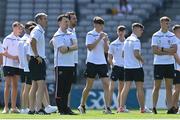 28 August 2021; The Tyrone team walk the pitch before the Electric Ireland GAA Football All-Ireland Minor Championship Final match between Meath and Tyrone at Croke Park in Dublin. Photo by Brendan Moran/Sportsfile